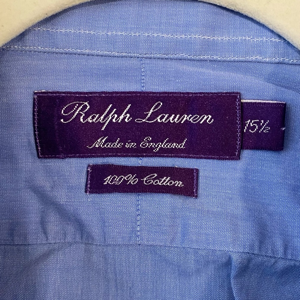 Ralph Lauren 100% Cotton Men’s Blue Dress Shirt Neck Size 15 1/2